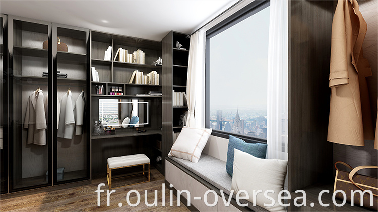 Modern glass door closet with dressing table